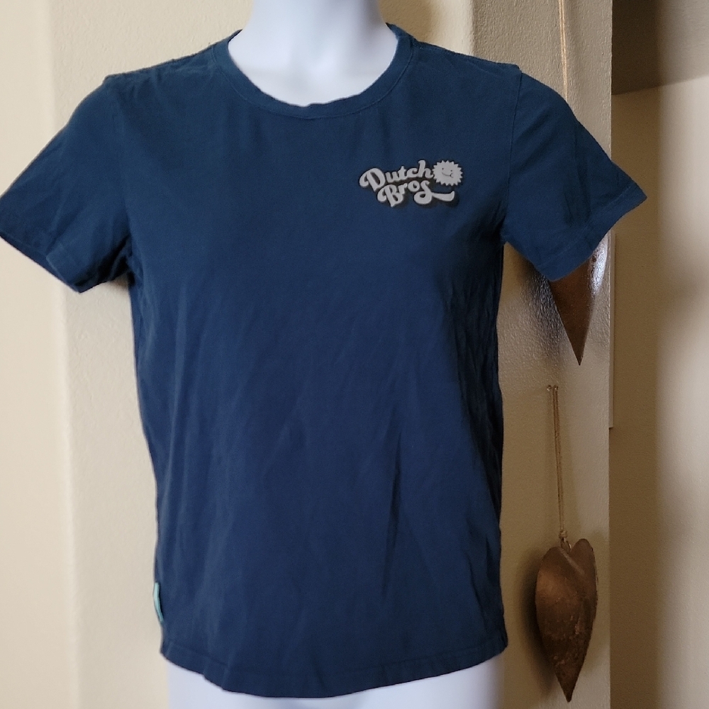 DUTCH BROS. Silver Sun Blue Short Sleeve Shirt Size L